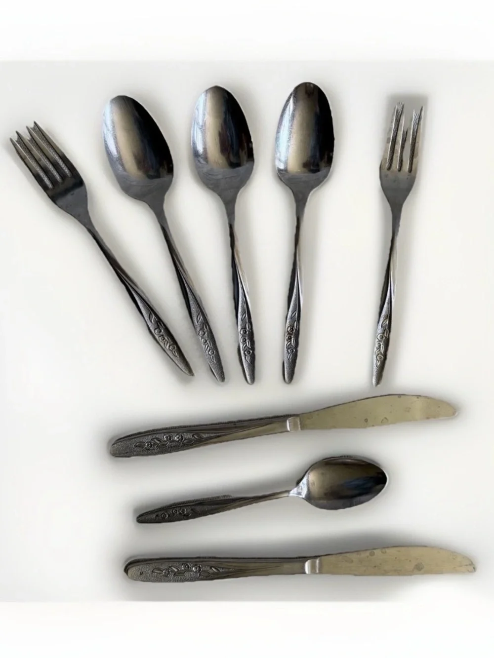 Superior Stainless Steel Radiant Rose Mixed Lot Flatware Spoon Fork Table Knife